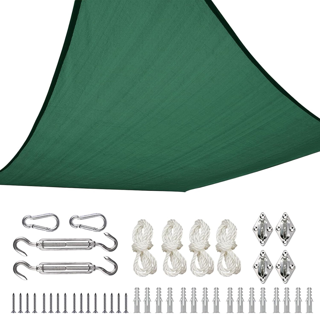 Quictent 20X20FT 185G HDPE Square Sun Shade Sail Canopy 98% UV Block Outdoor Patio Garden with Hardware Kit (Brown)