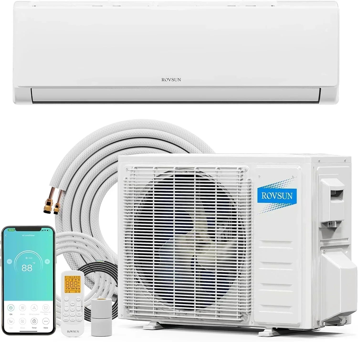 ROVSUN 9000 BTU Wifi Enabled Mini Split Air Conditioner Heater Inverter 19 SEER2 Energy Saving