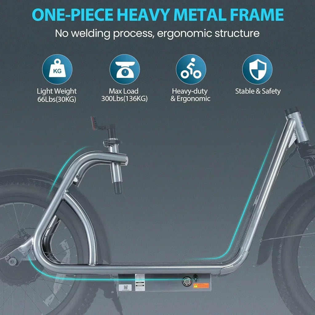 Caroma Peak 800W Foldable Adult Electric Scooter with 20-inch Wide Tires 48V Battery Basket