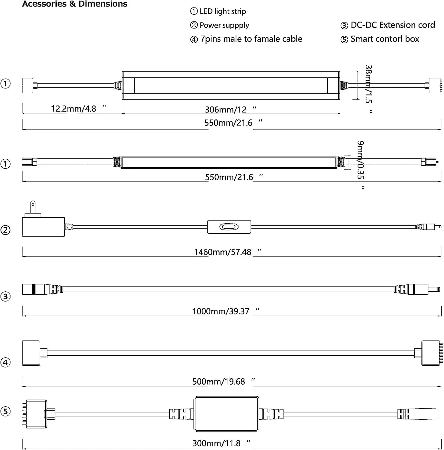 Smart under-cabinet lighting strip white and color-changing dimmable