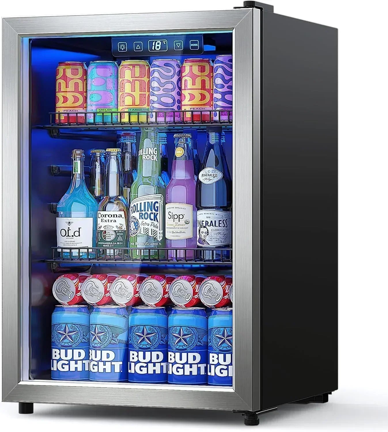 Beverage Refrigerator Cooler-120 Cans Freestanding Mini Fridge Cooler with Glass Door