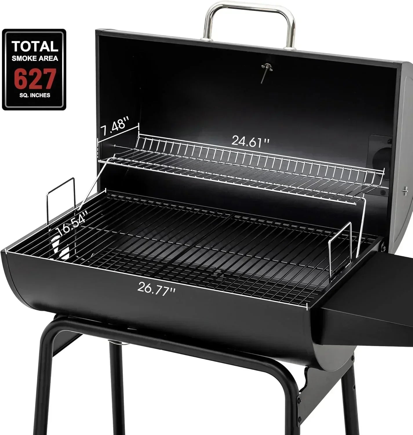 Royal Gourmet CC1830 30 Inch Barrel Charcoal Grill with Side Table Outdoor BBQ Grill  for Backyard