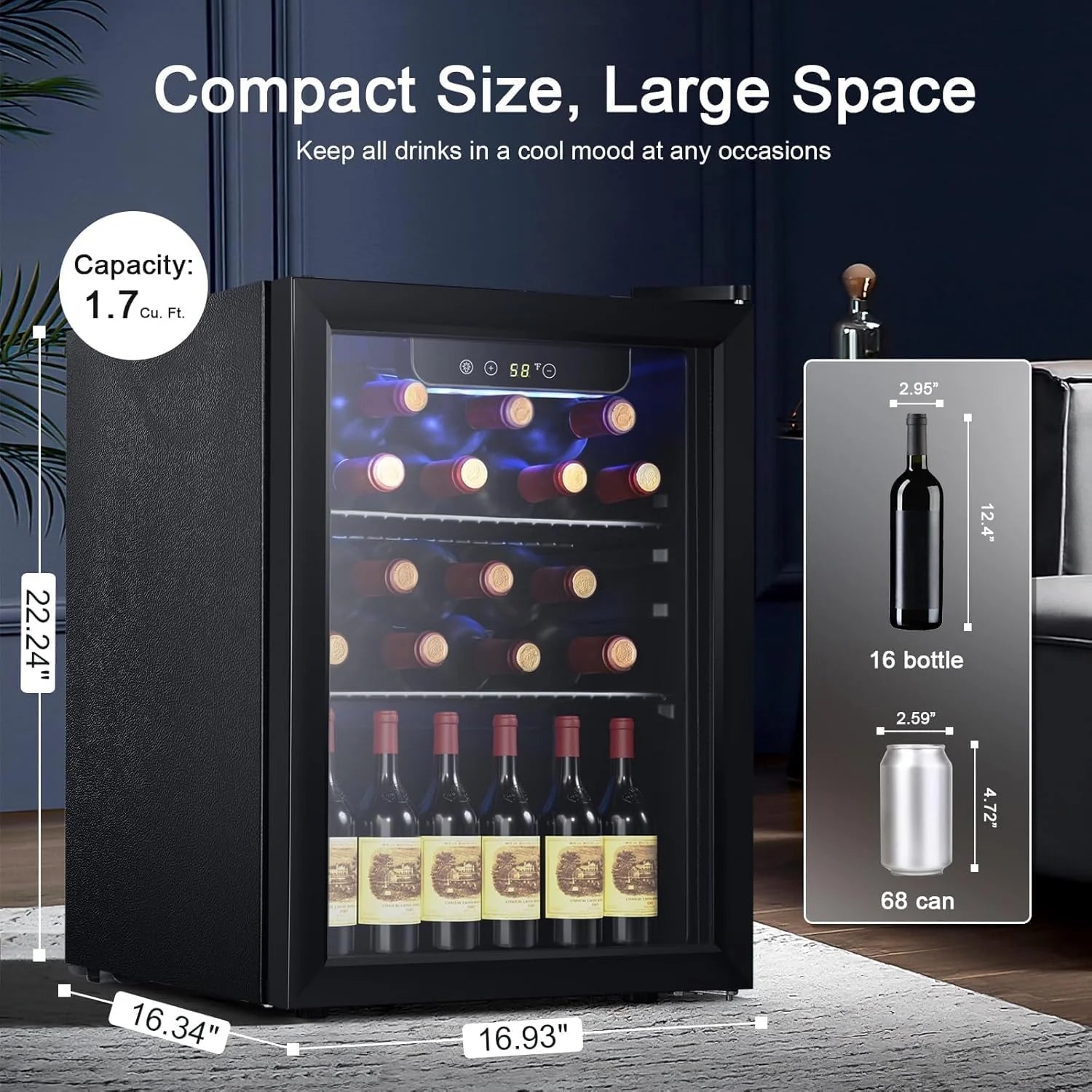 Antarctic Star 26 Bottle 130 Can Wine Cooler Cabinet Beverage Refrigerator Mini Wine Cellar