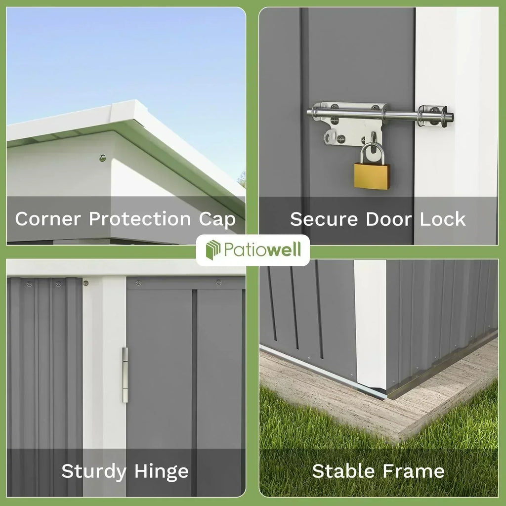 Patiowell 5x3 FT Outdoor Storage Shed Tool Shed with Sloping Roof and Lockable Door Metal Shed