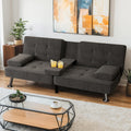 Shahoo Modern Linen Upholstered Convertible Folding Futon Sofa Bed with Removable Armrests