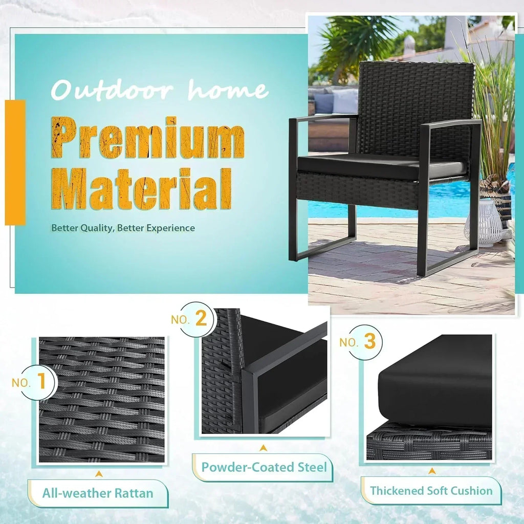 Flamaker 3 Pieces Patio Set Outdoor Wicker Furniture Sets Modern Rattan Chair Conversation Sets