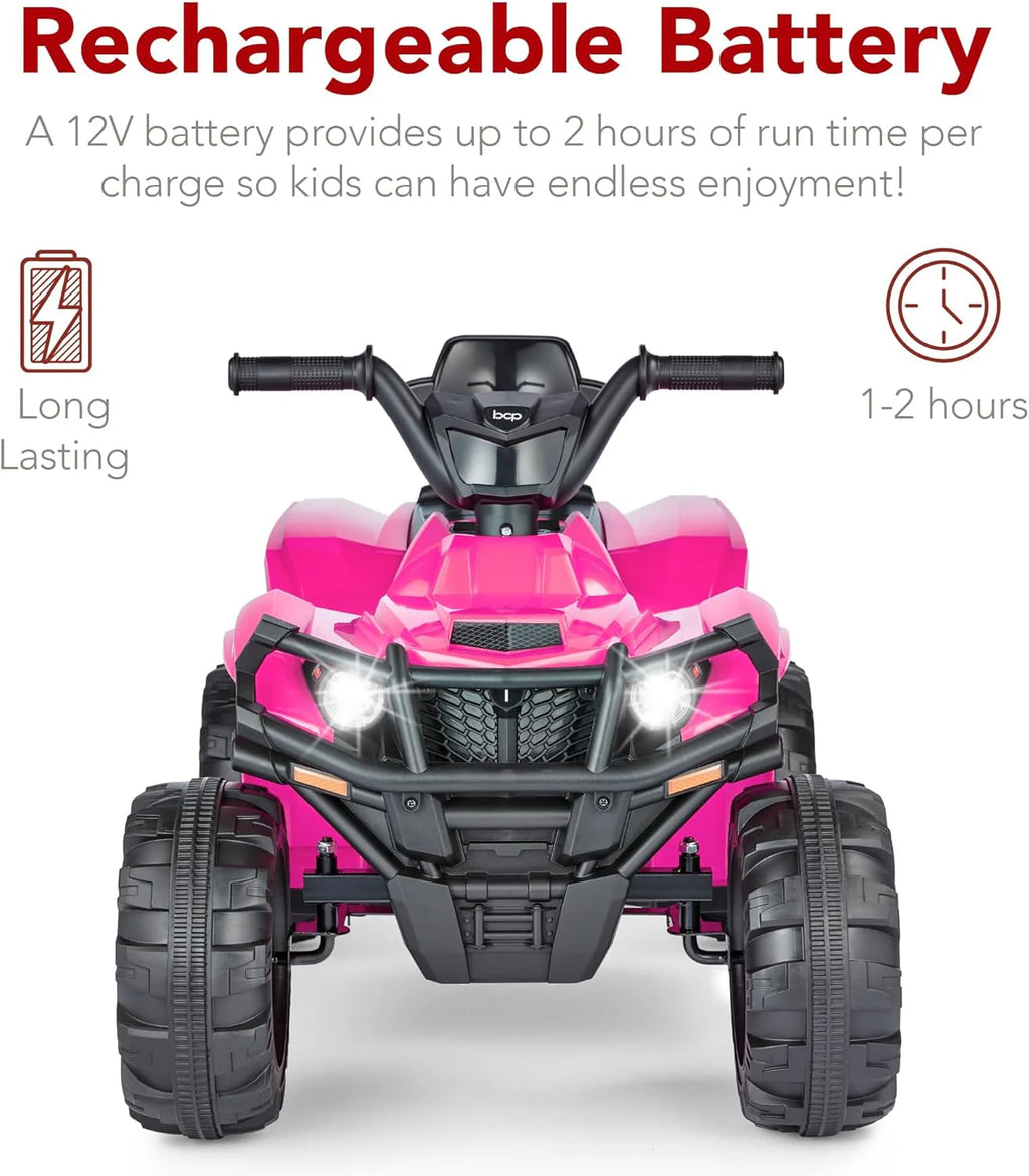 Best Choice Products 12V Kids Ride-On Electric ATV, 4-Wheeler Quad Car Toy w/Bluetooth Audio, 2.4mph Max Speed, Treaded Tires, LED Headlights, Radio