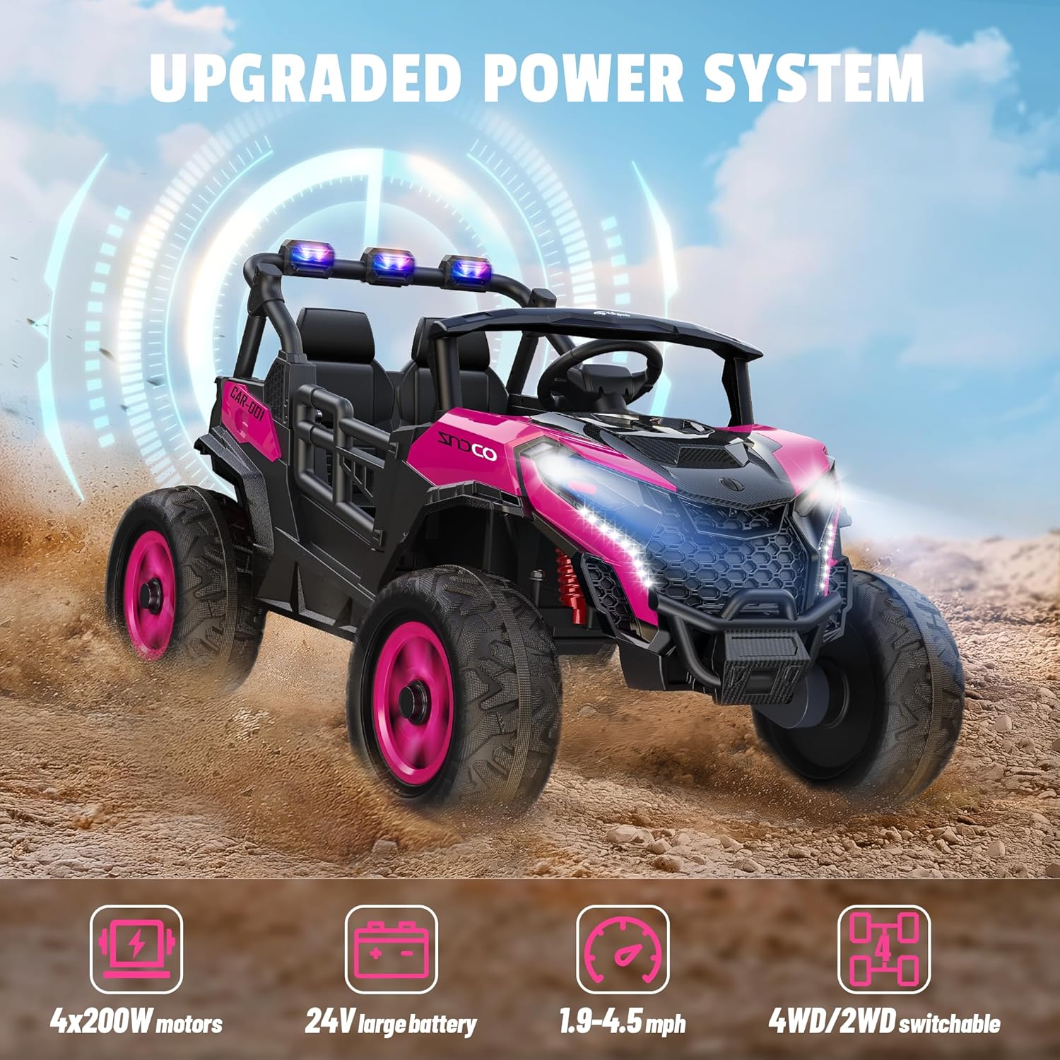 Pink all-terrain car travel electric toy truck