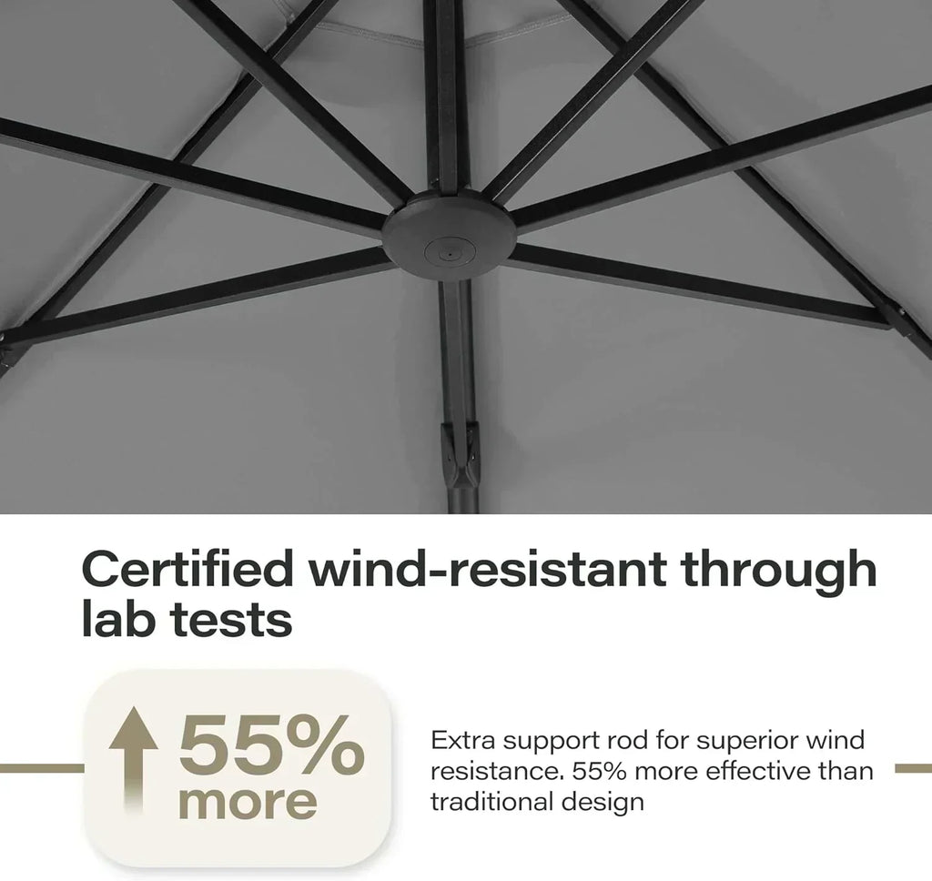 LAUSAINT HOME Outdoor Patio Umbrella with Base included 11 FT Deluxe Curvy Cantilever Umbrella