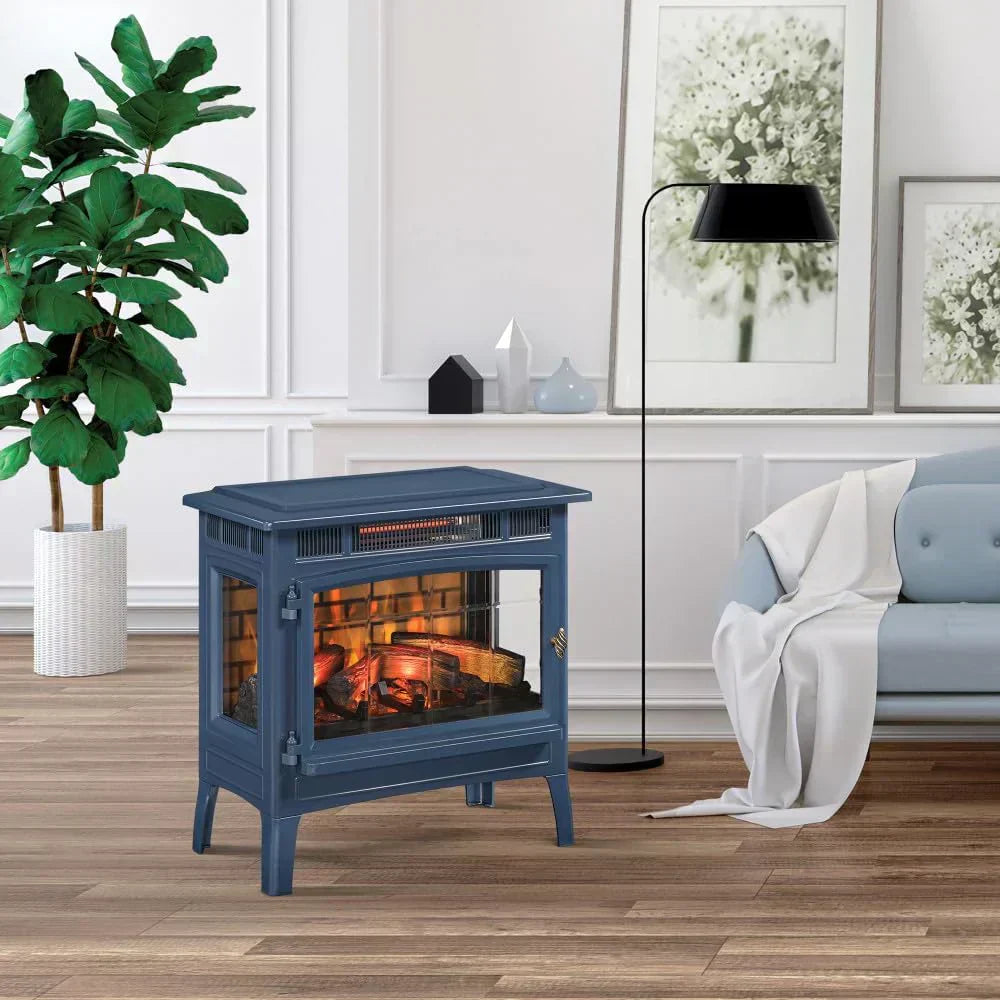Freestanding Electric Fireplace Stove Heater with 3D Flame Effect for 1000 Sq. Ft