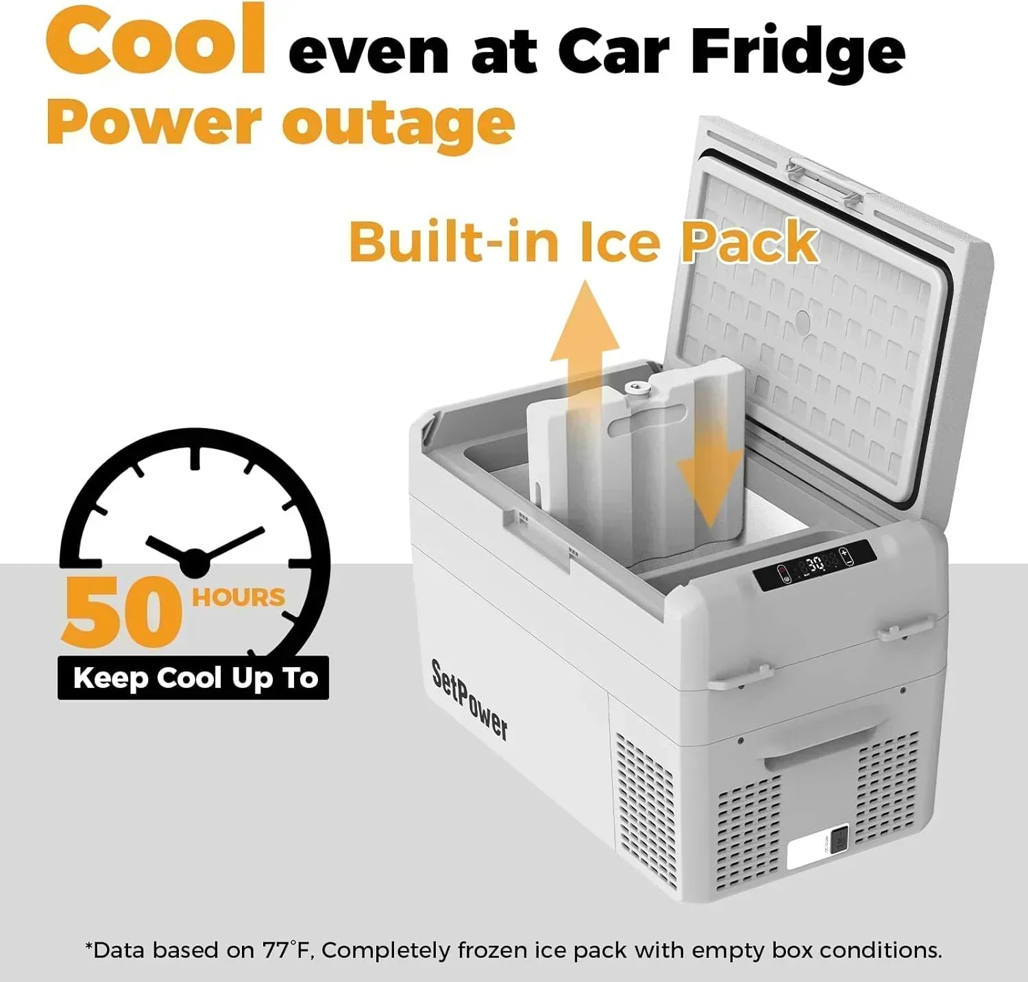 12V Refrigerator 21 Quart Portable Freezer 50 Hours Keep Cool Electric Cooler Car Refrigerator