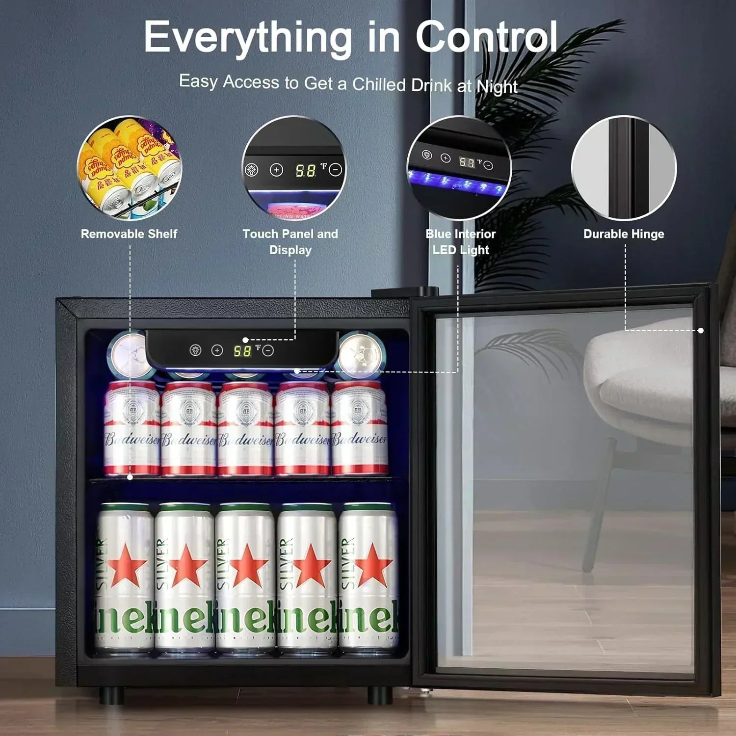 Antarctic Star Beverage Refrigerator Cooler 68 Can Mini Fridge with Glass Door for Beer Drinks Wine