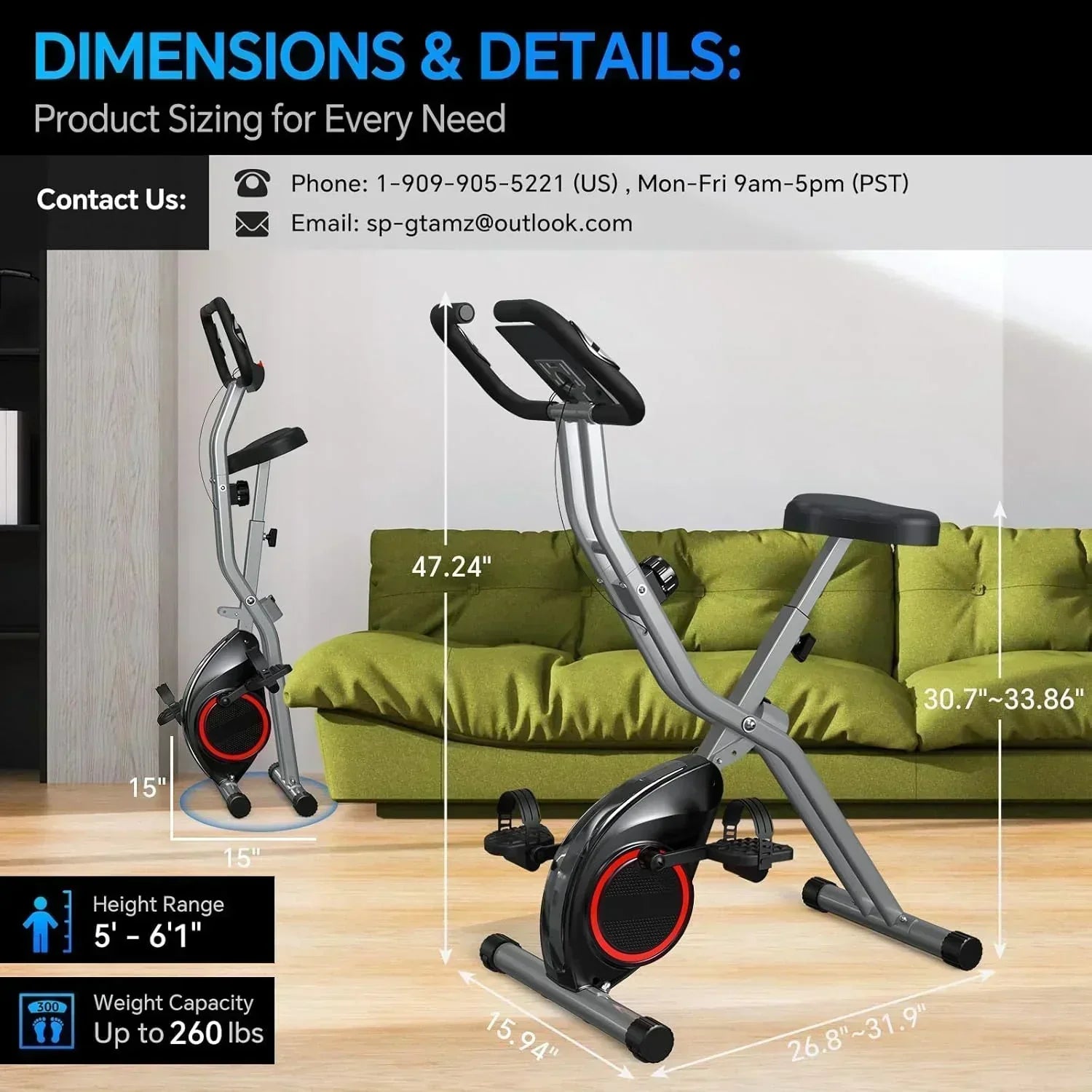 Foldable Exercise Bike Stationary Bikes  5 IN 1 Indoor Workout Cycling Bike Quiet Magnetic Resistance