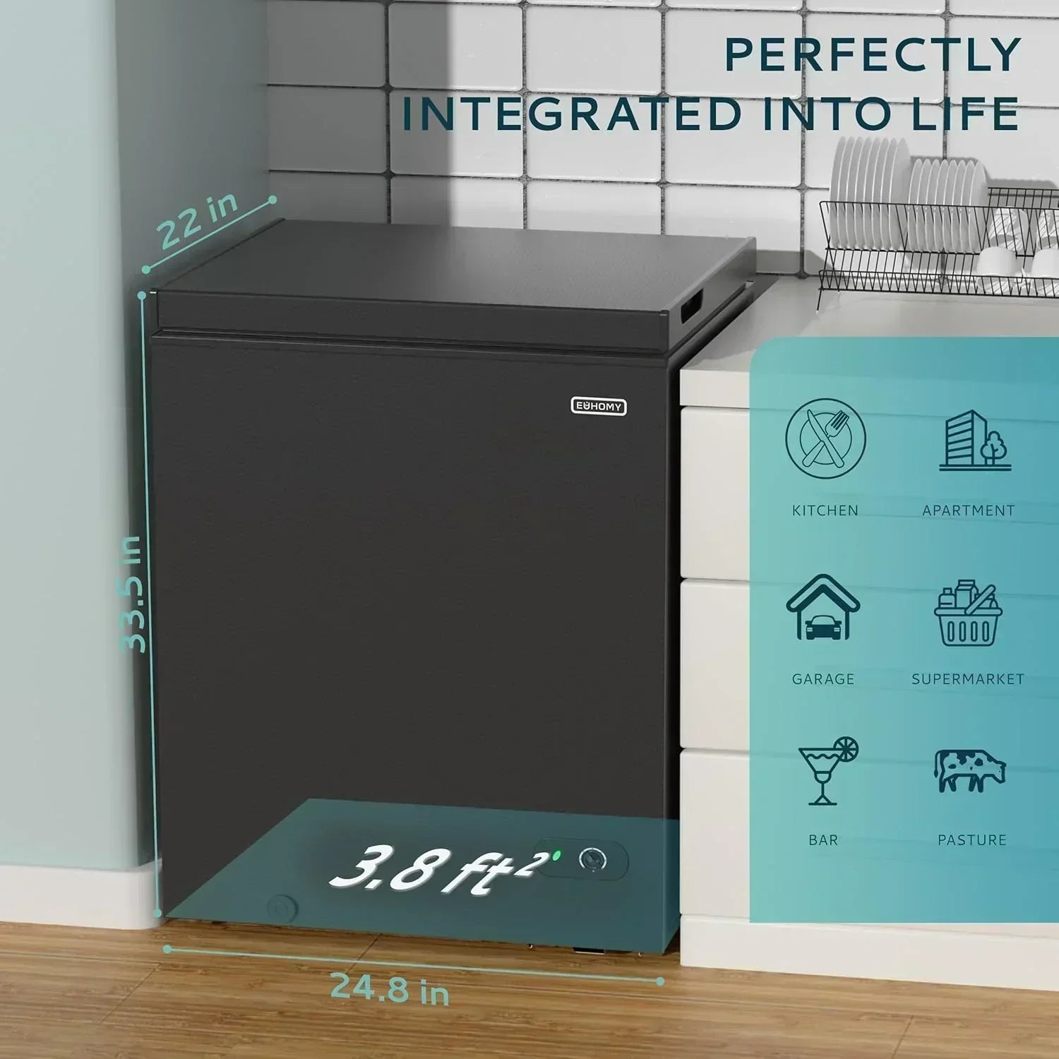 EUHOMY 3.5 Cu.Ft Chest Freezer with Removable Basket Small Deep Freezer Adjustable 7 Thermostat