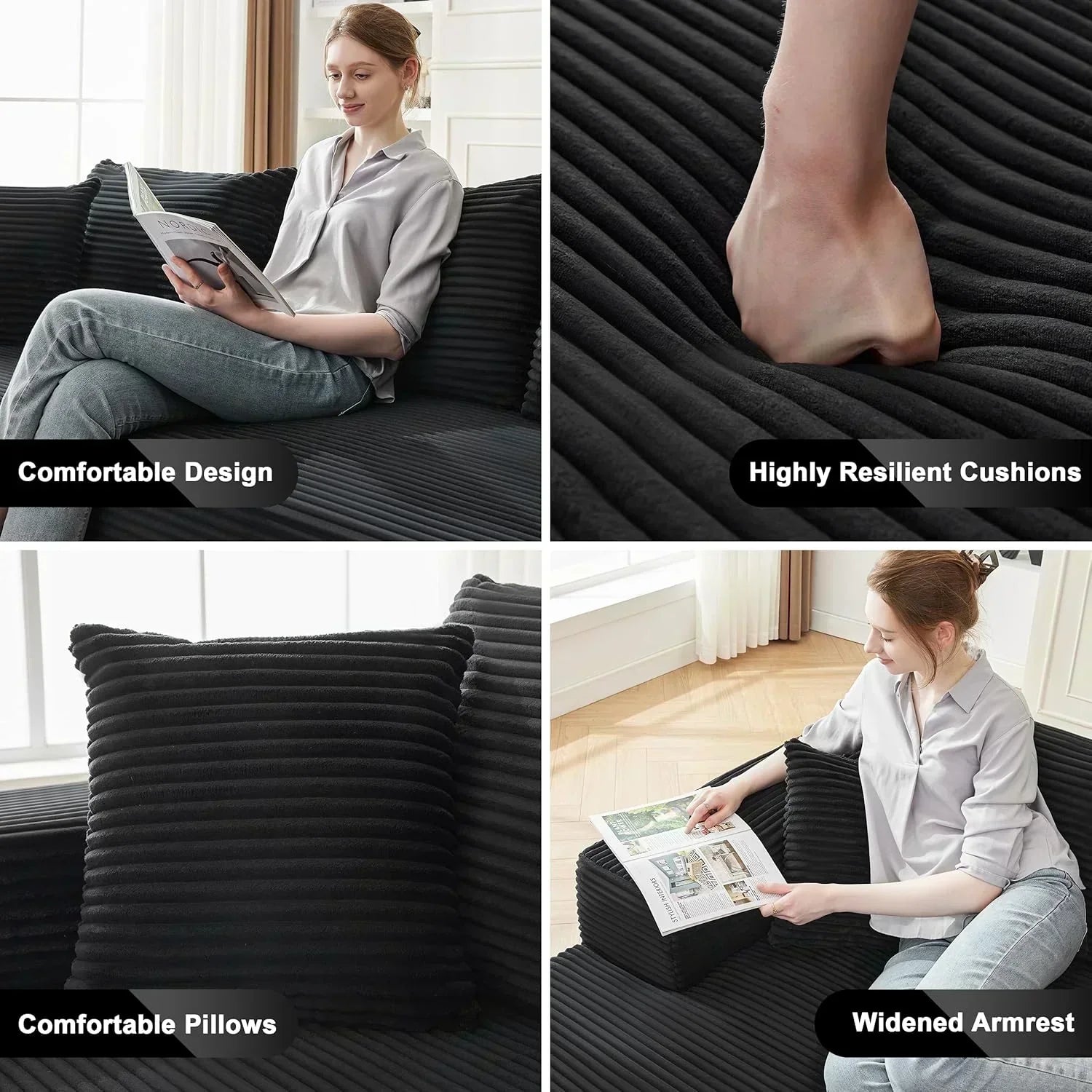110-inch cloud sofa boneless sofa in the living room modular sofa with deep seats