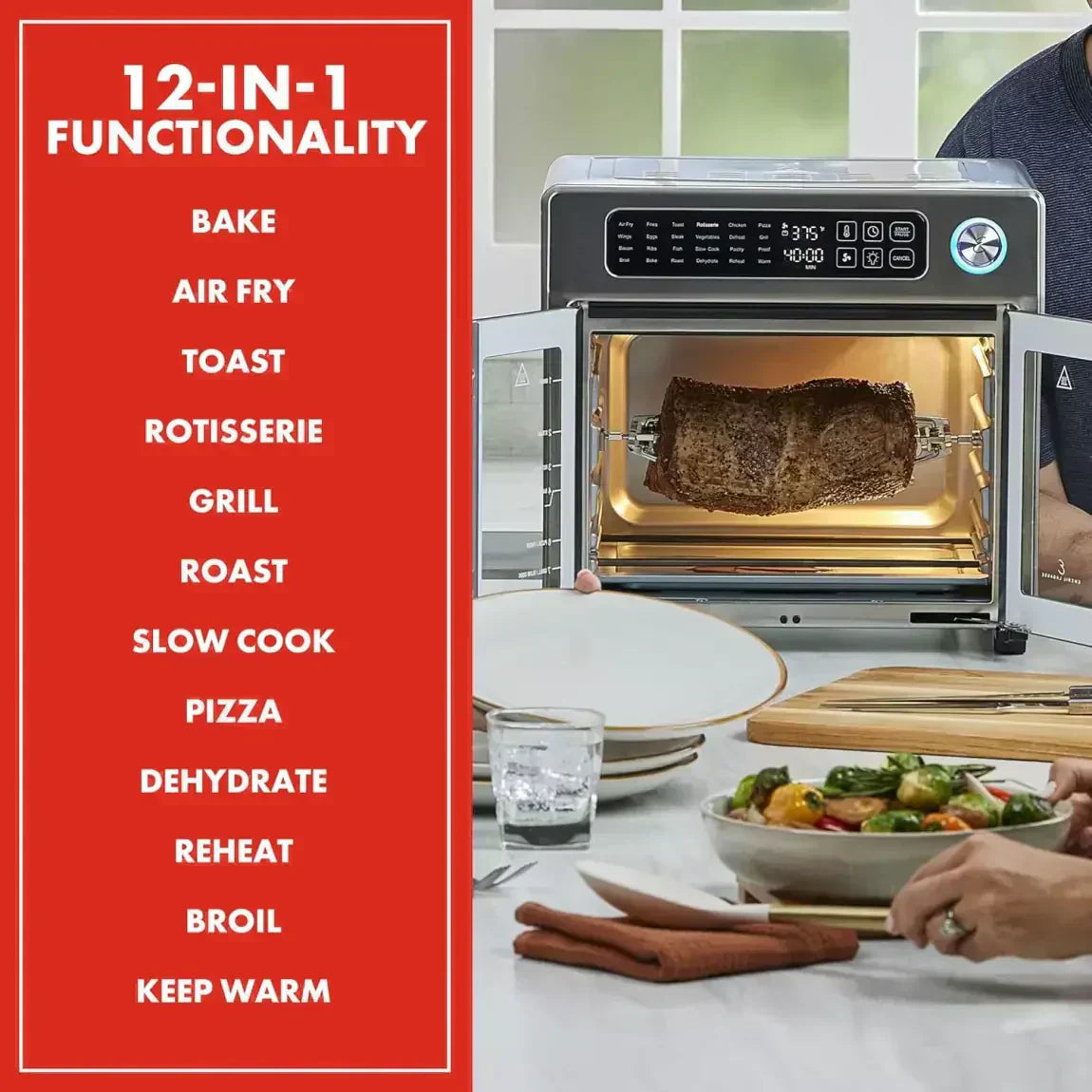 Emeril Lagasse 26 QT Extra Large Air Fryer Convection Toaster Oven with French Doors