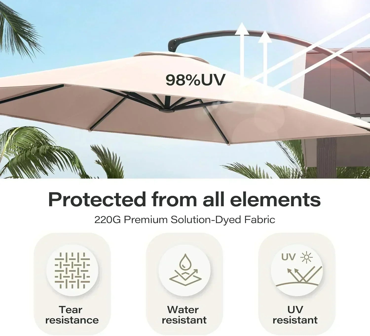 LAUSAINT HOME Outdoor Patio Umbrella with Base included 11 FT Deluxe Curvy Cantilever Umbrella