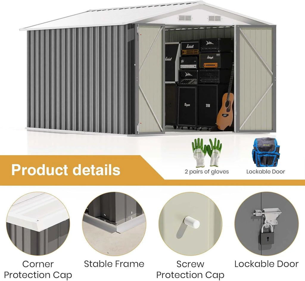 Patiowell 5x3 FT Outdoor Storage Shed Tool Shed with Sloping Roof and Lockable Door Metal Shed