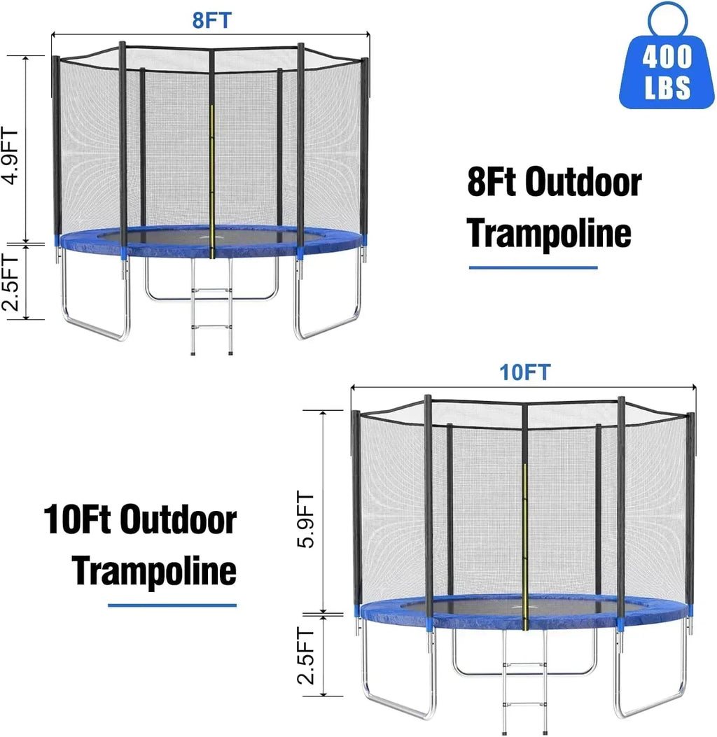 AOTOB 8FT 10FT 12FT 14 FT 15FT Trampoline with Safety Enclosure Net Outdoor Trampoline