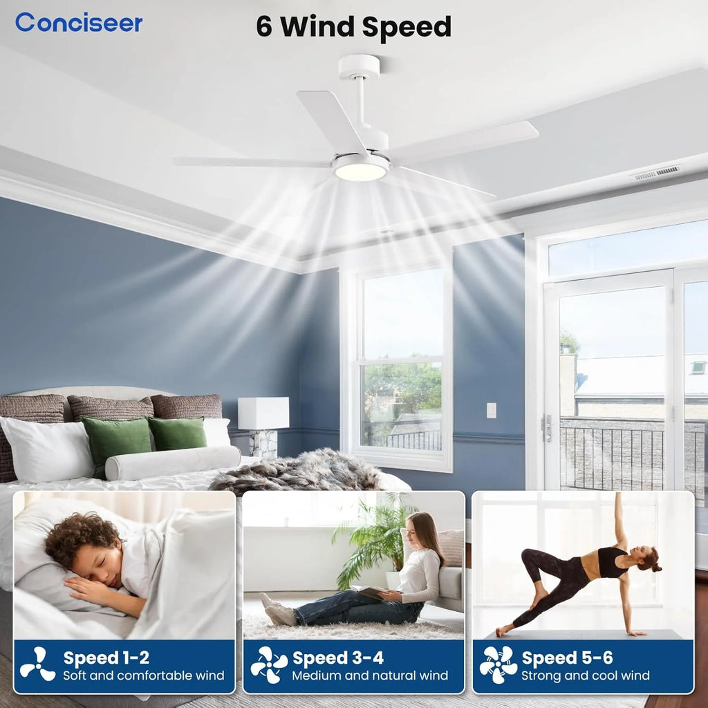 Modern Ceiling Fans with Lights, 72 Inch Ceiling Fan with Light and Remote, Bedroom Living Room Library Cafe Outdoor/Industrial,24W 3CCT Dimmable, 8 Blades 6 Speed Reversible Quiet DC Motor, Black