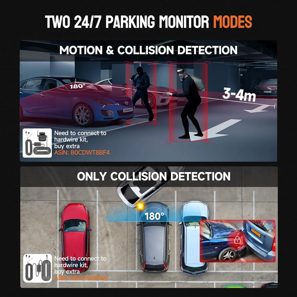 360�� Dash Cam 4-Channel FHD 4*1080P Wi-Fi GPS Voice Control Car Camera, Front 2K+1080P*2 Dash Cam, with 64GB SD Card, Night Vision, 24-Hour Parking Mode
