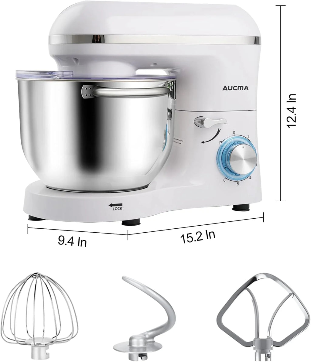 Aucma Stand Mixer,6.5-QT 660W 6-Speed Tilt-Head Food Mixer, Kitchen Electric Mixer with Dough Hook
