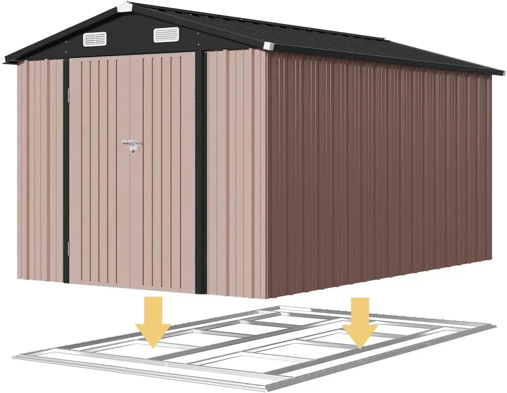 Aoxun 6.2x4 FT Shed Outdoor Storage Shed Metal Garden Shed Sloping Roof Tool Shed Bike Shed