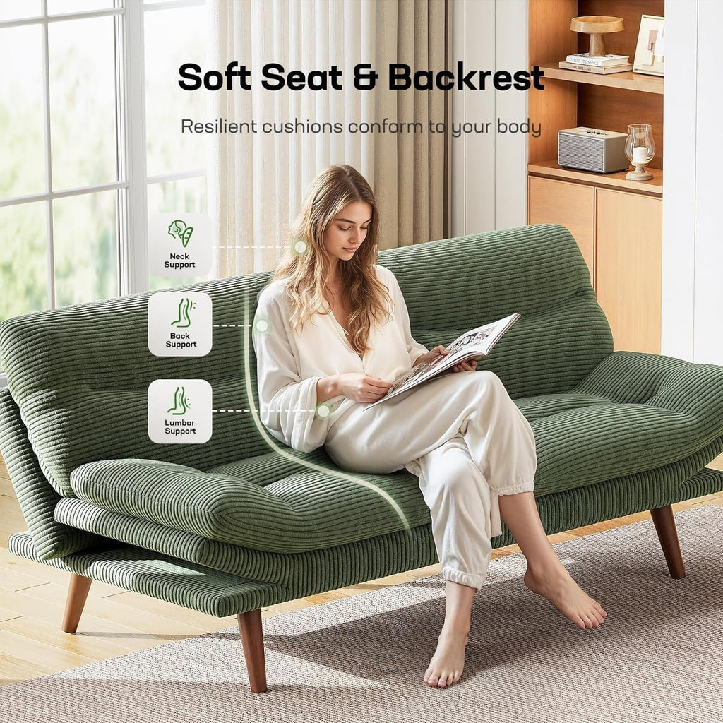 Futon Sofa Bed Futon Sofa Adjustable Back Armrests Converts to Small Sleeper Sofa Bed