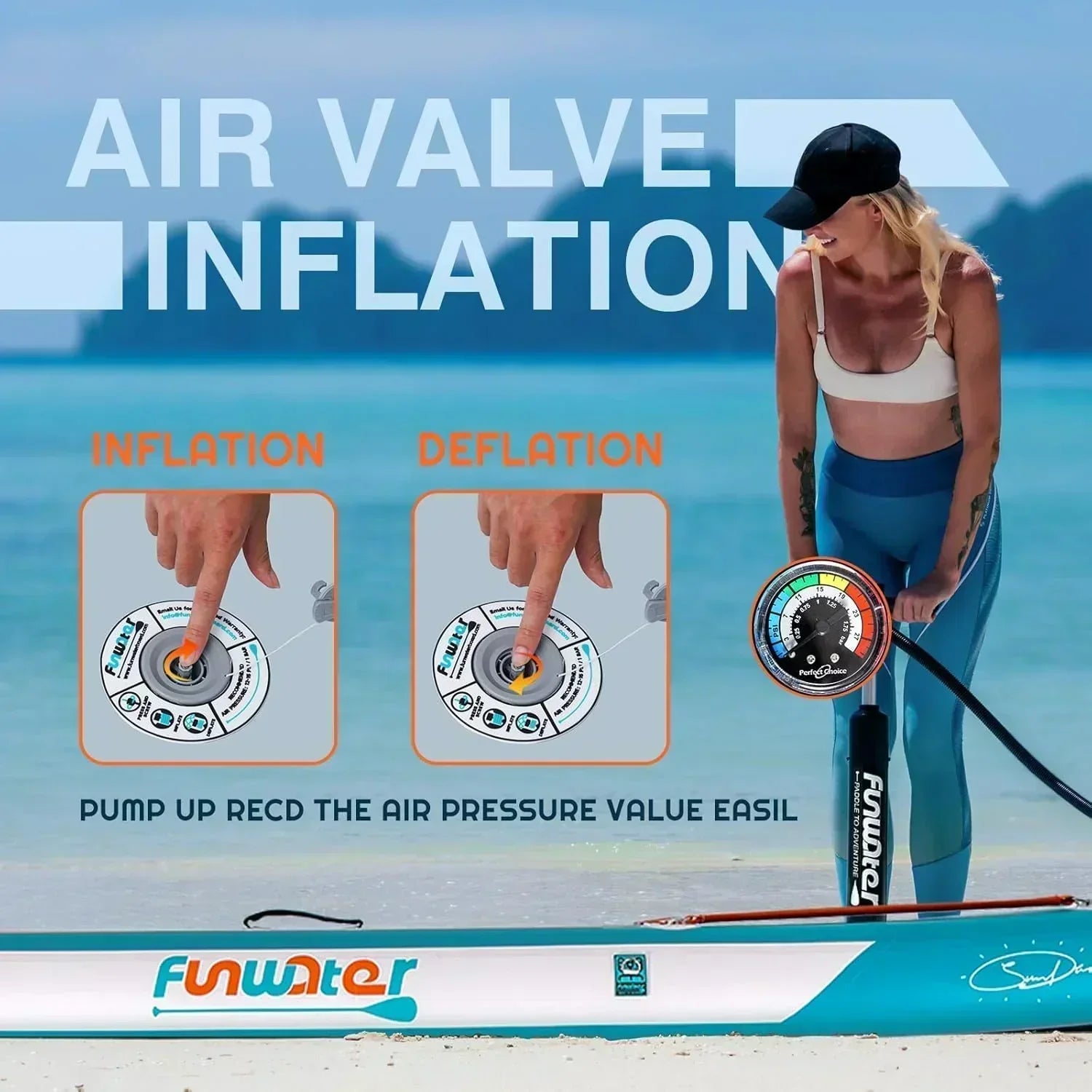 FunWater Inflatable Stand Up Paddle Board Premium SUP Paddle Accessories EVA Deck