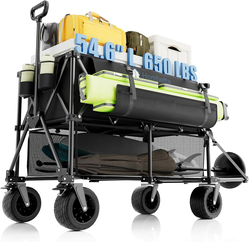 48 Extra Large Folding Travel Cart, 560 lb Capacity, 350 L Heavy Duty Utility Cart with Brakes and All-Terrain Wheels