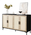 JASIWAY Buffet Cabinet with Storage 48 Rattan Sideboard Adjustable Shelves Modern Coffee Bar