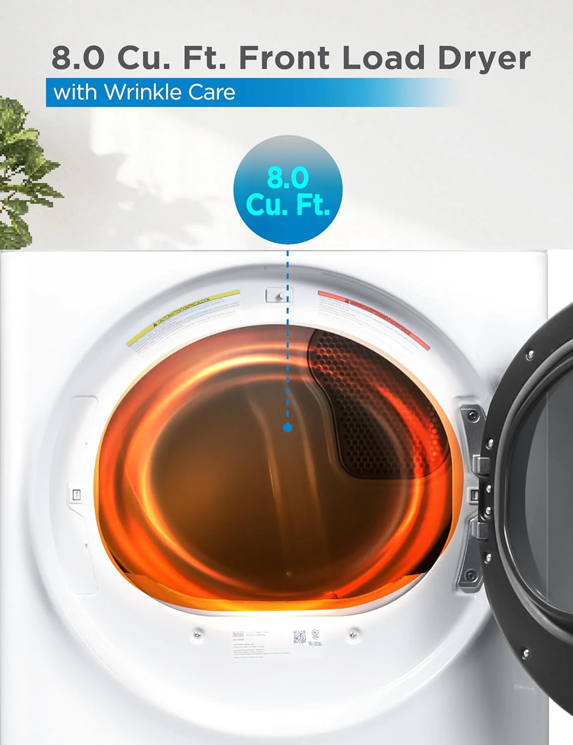 Compact Clothes Dryer, 1.5 Cu. Ft. 850W Electric Dryer, 120V Vented Portable Dryer with Stainless Steel Drum, for 5.5 lbs. of clothing for Standard Wall Outlet
