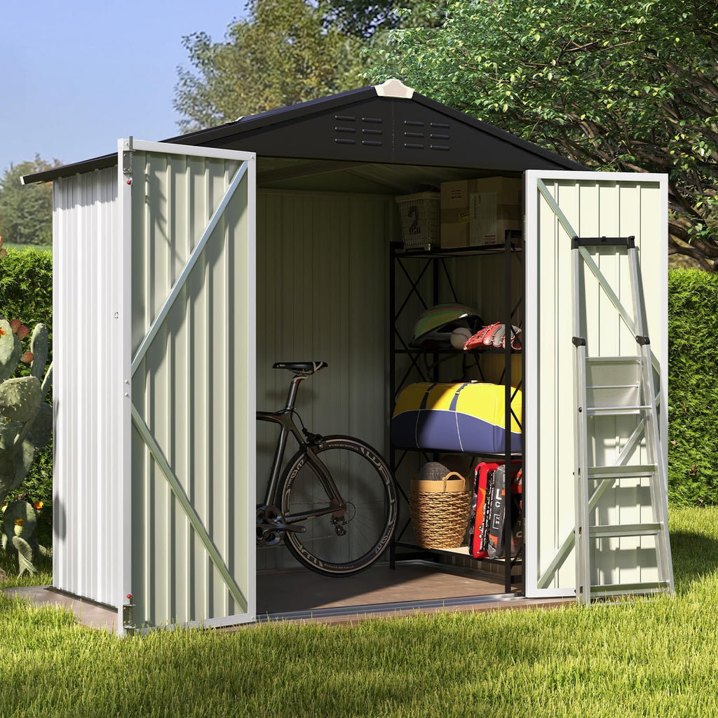 Patiowell 5x3 FT Outdoor Storage Shed Tool Shed with Sloping Roof and Lockable Door Metal Shed