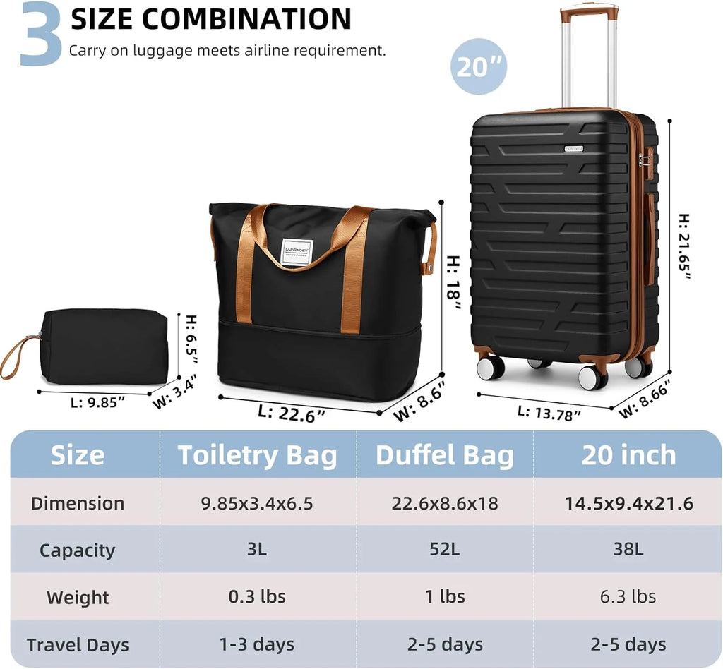 Luggage 6-piece hardshell expandable suitcase lightweight travel carry-on luggage set