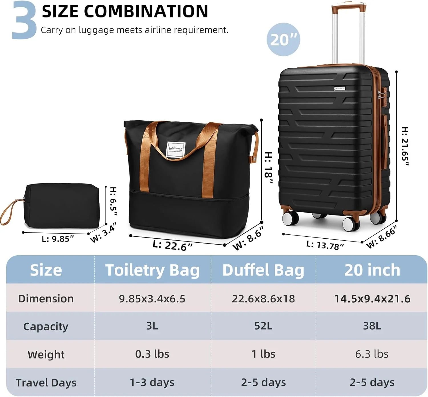 Luggage 6-piece hardshell expandable suitcase lightweight travel carry-on luggage set