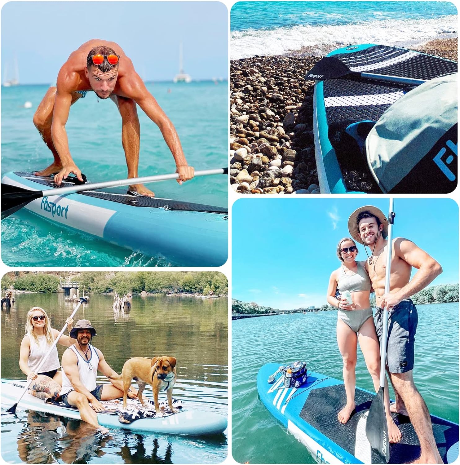 FBSPORT 11' Premium Stand Up Paddle Board, Yoga Board with Durable SUP Accessories & Carry Bag | Wide Stance, Surf Control, Non-Slip Deck, Leash, Paddle and Pump for Youth & Adult