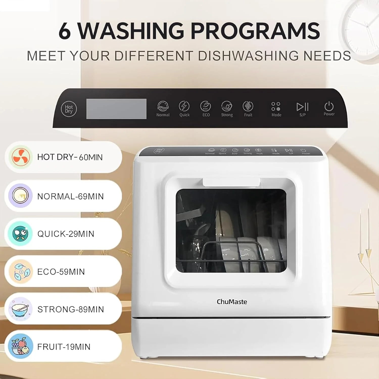 Mini dishwasher countertop .Compact Dishwasher with drying.Double spray arms. Portable Countertop Dishwasher With Water Tank, 6 wash programs, .Lavavajillas portatil can wash baby bottles.