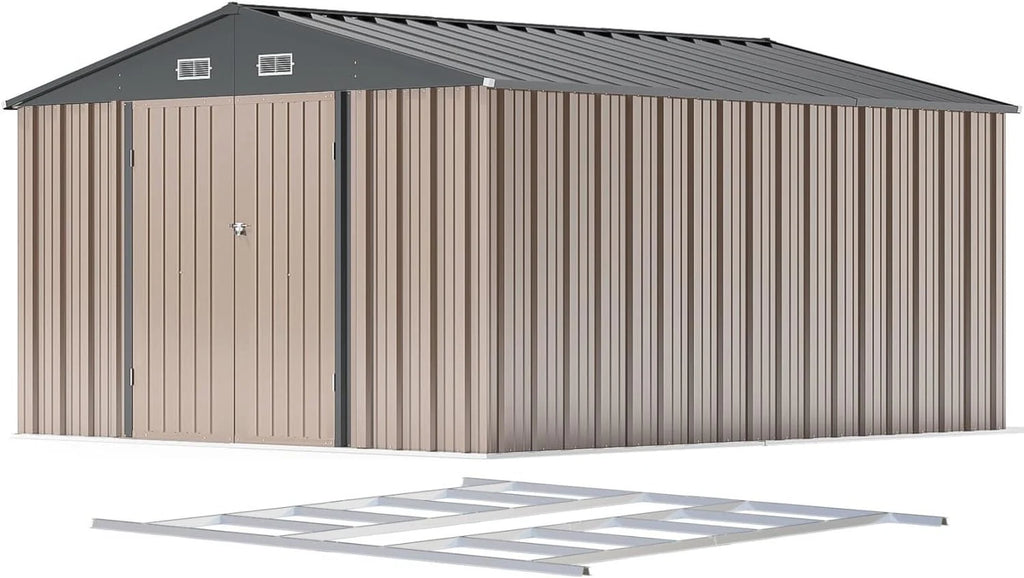 Patiowell 5x3 FT Outdoor Storage Shed Tool Shed with Sloping Roof and Lockable Door Metal Shed