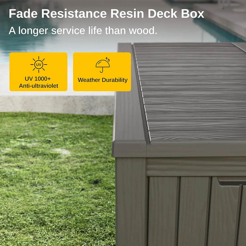EAST OAK Outdoor Storage Box, 60 Gallon Deck Box Indoor and Outdoor Use, Waterproof Resin Storage Bin