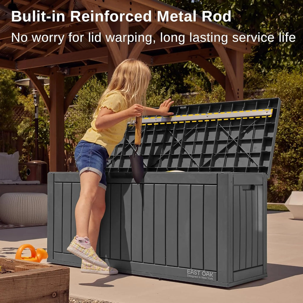 EAST OAK Outdoor Storage Box, 60 Gallon Deck Box Indoor and Outdoor Use, Waterproof Resin Storage Bin