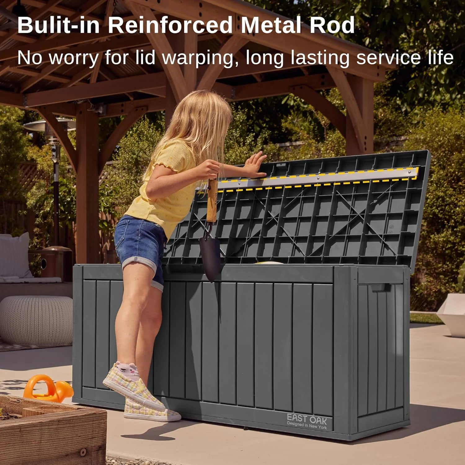 EAST OAK Outdoor Storage Box, 60 Gallon Deck Box Indoor and Outdoor Use, Waterproof Resin Storage Bin