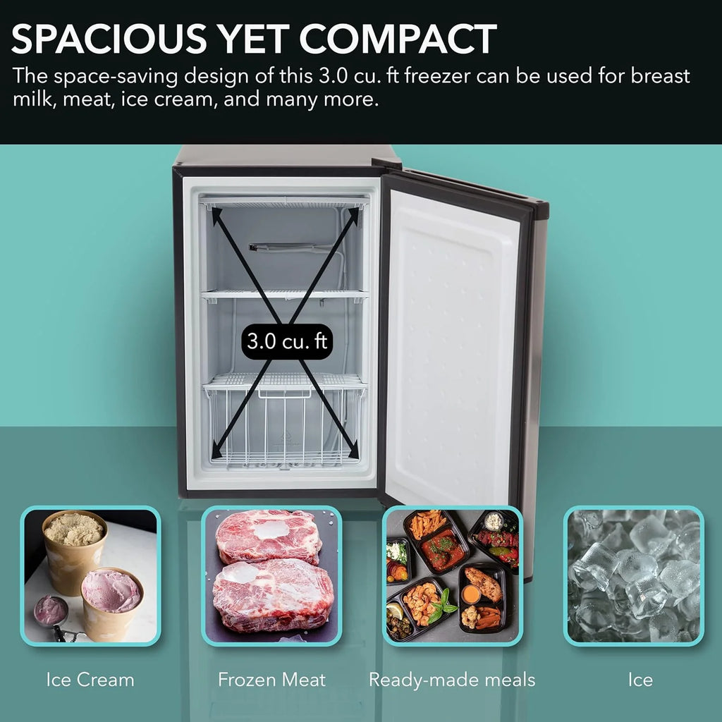 Whynter CUF-112SS Mini, Energy Star Rated Small Upright Freezer with Lock, Stainless Steel -1.1 Cubic Feet