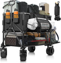 Double Decker Wagon Heavy Duty Collapsible, 600LBS 400L Capacity Foldable Utility Cart with Big Wheels