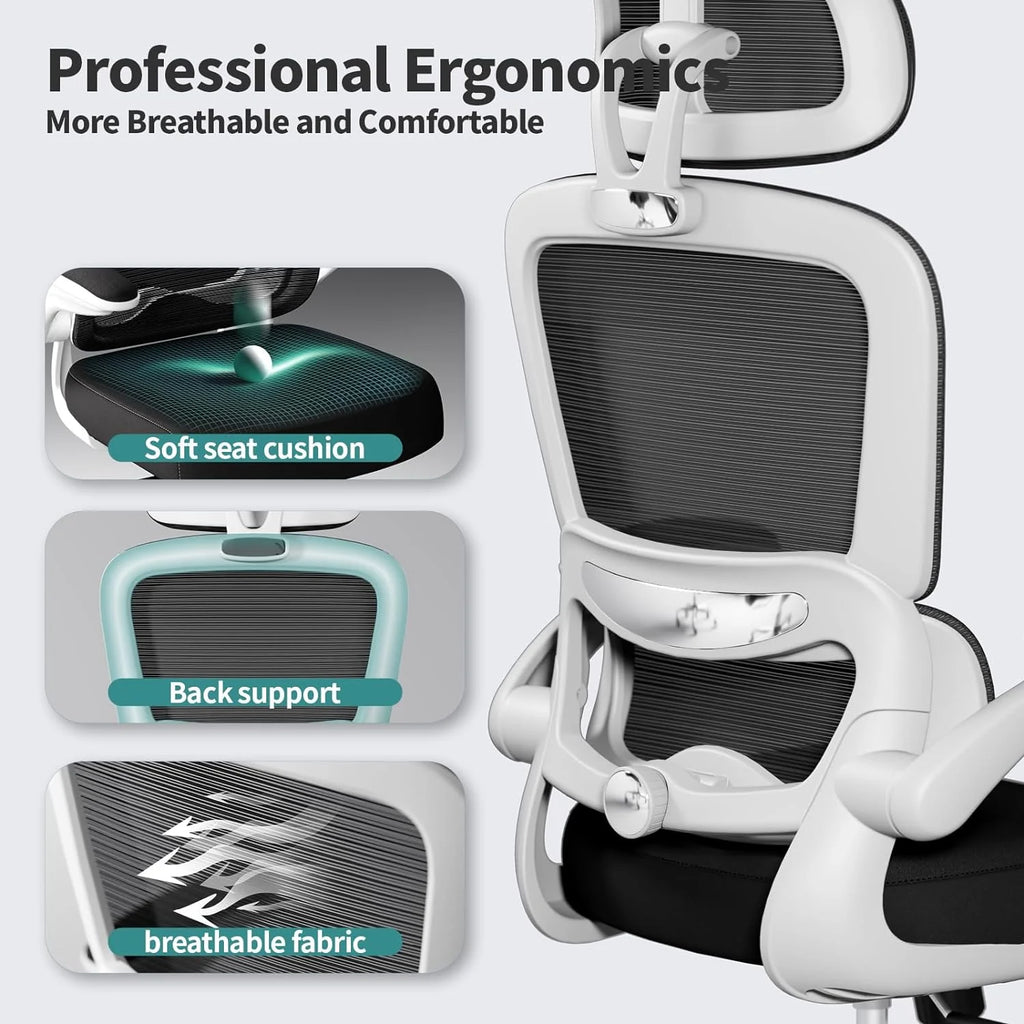 Office Chair Ergonomic Desk Chair, 330 lbs Home Mesh Desk Chair with Wheels, Comfortable Gaming Chair, High Back Office Chair