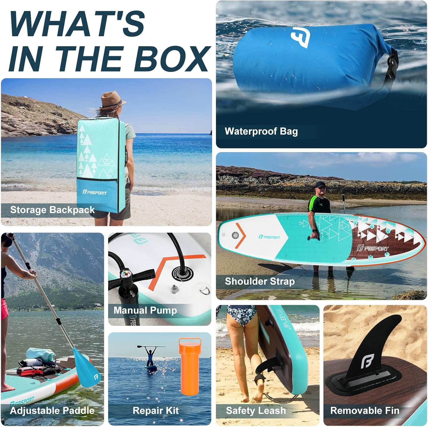 FBSPORT 11' Premium Stand Up Paddle Board Yoga Board with Durable SUP Accessories Carry Bag
