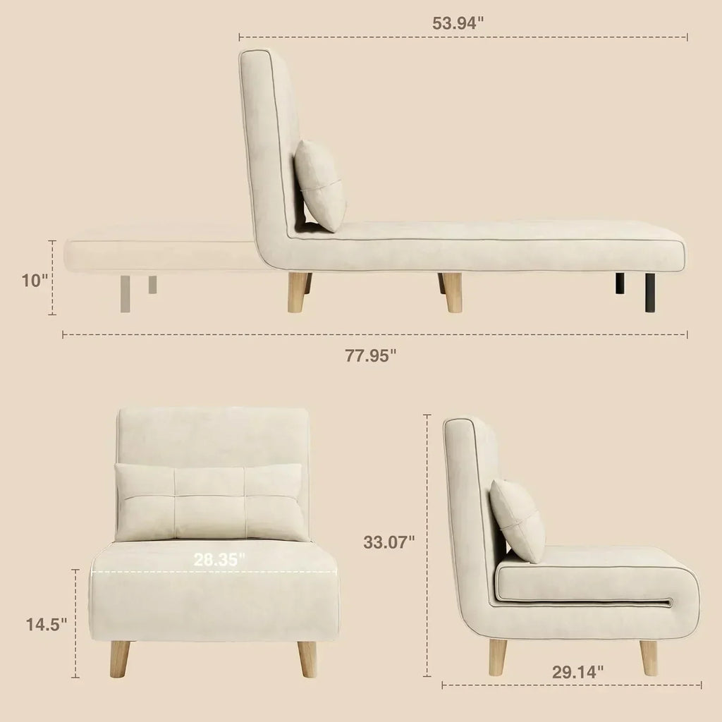 3-in-1 sleeper chair bed convertible chair bed futon sofa with adjustable backrest