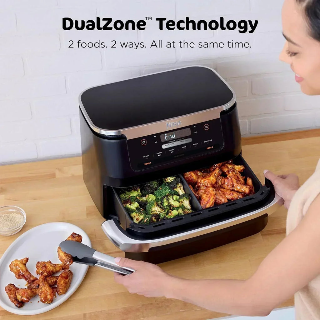 Ninja Foodi 6-in-1 FlexBasket Air Fryer with 7 QT MegaZone Basket Divider for Large Proteins
