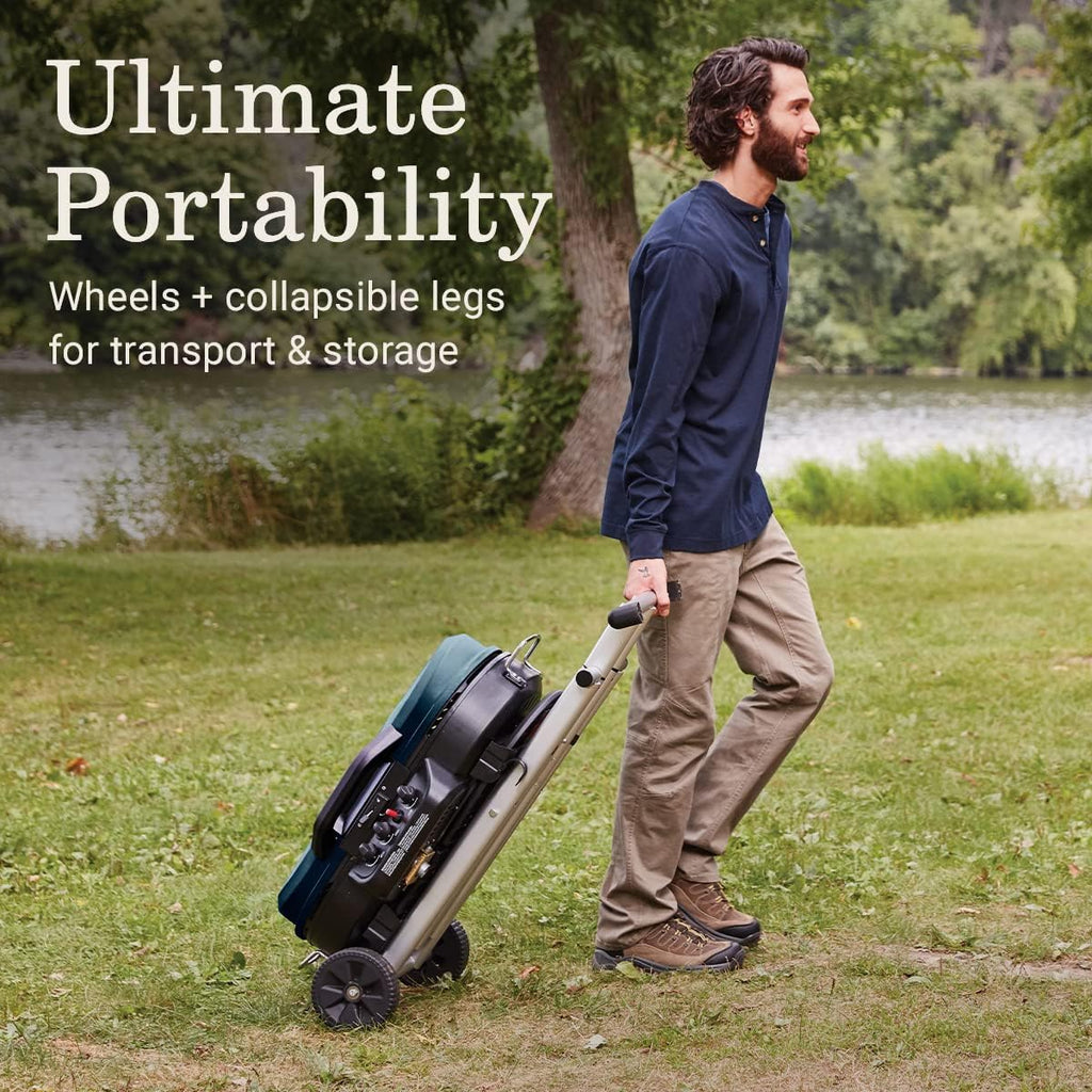 RoadTrip 285 Portable Stand-Up Propane Grill with 3 Adjustable Burners Instastart Ignition 20,000 BTUs