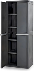 Sterilite 4 Shelf Cabinet, Lockable Utility Storage w/ Adjustable Shelves, Gray