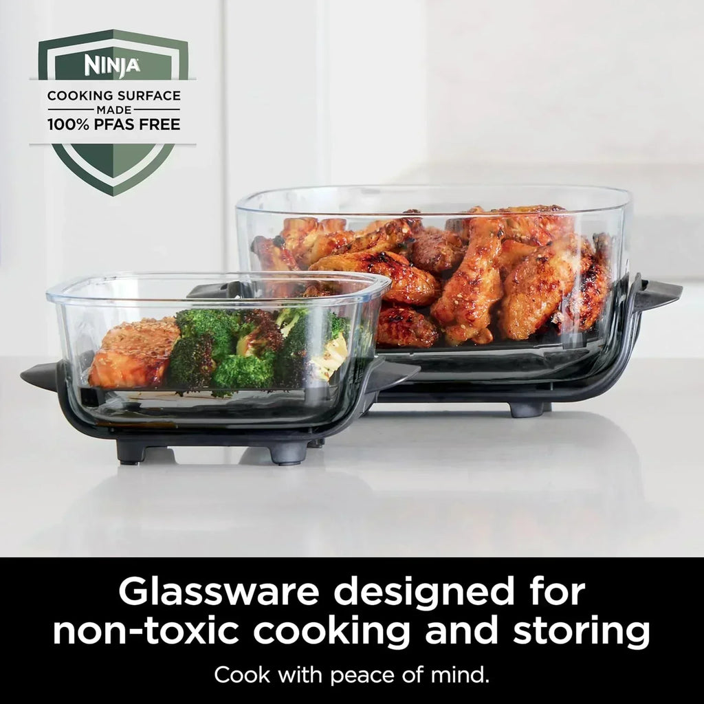 Ninja Crispi 4 in 1 Portable Glass Air Fryer Cooking System 4QT 6 Cup TempWare Glass Containers